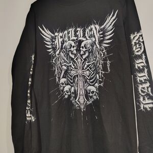 Men’s Gothic Skull Cross Long Sleeve T-Shirt | Black | Size Small